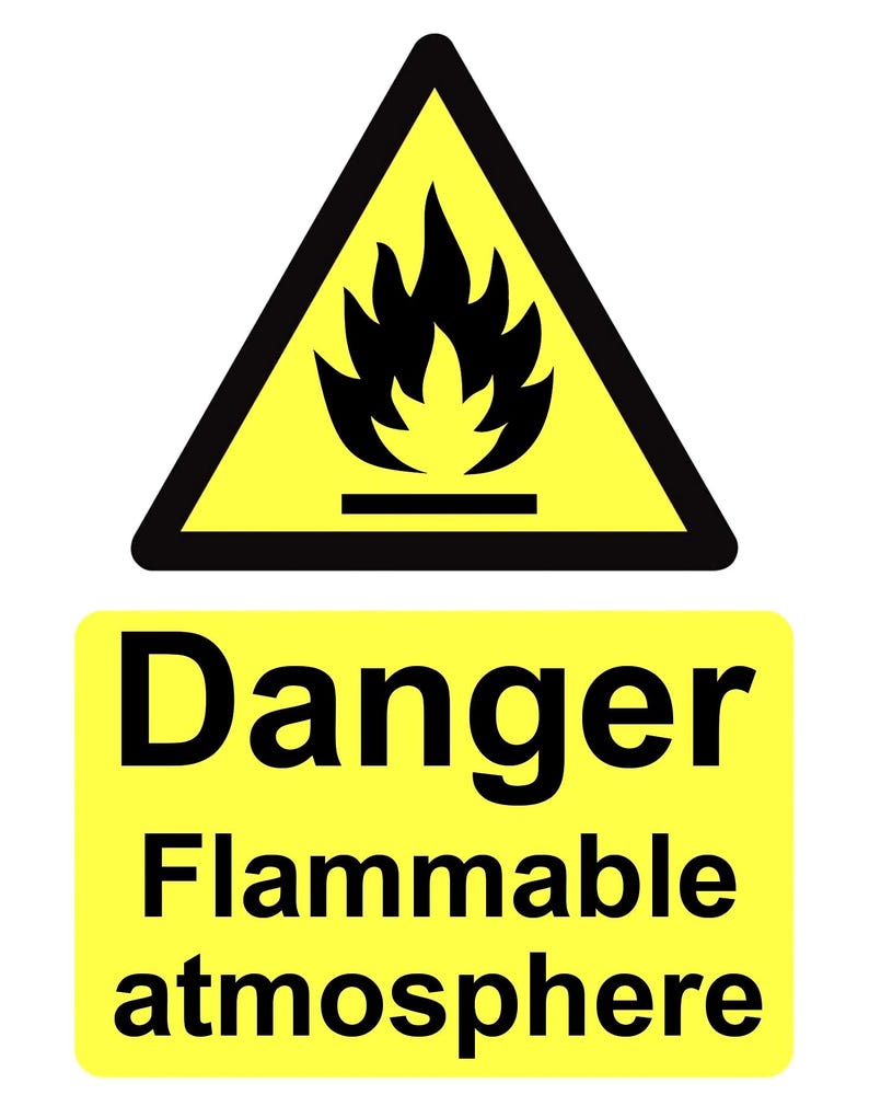 Weather Flammable Sign Danger Flammable Atmosphere Fire Health & Safety Yellow Notice Sign ...