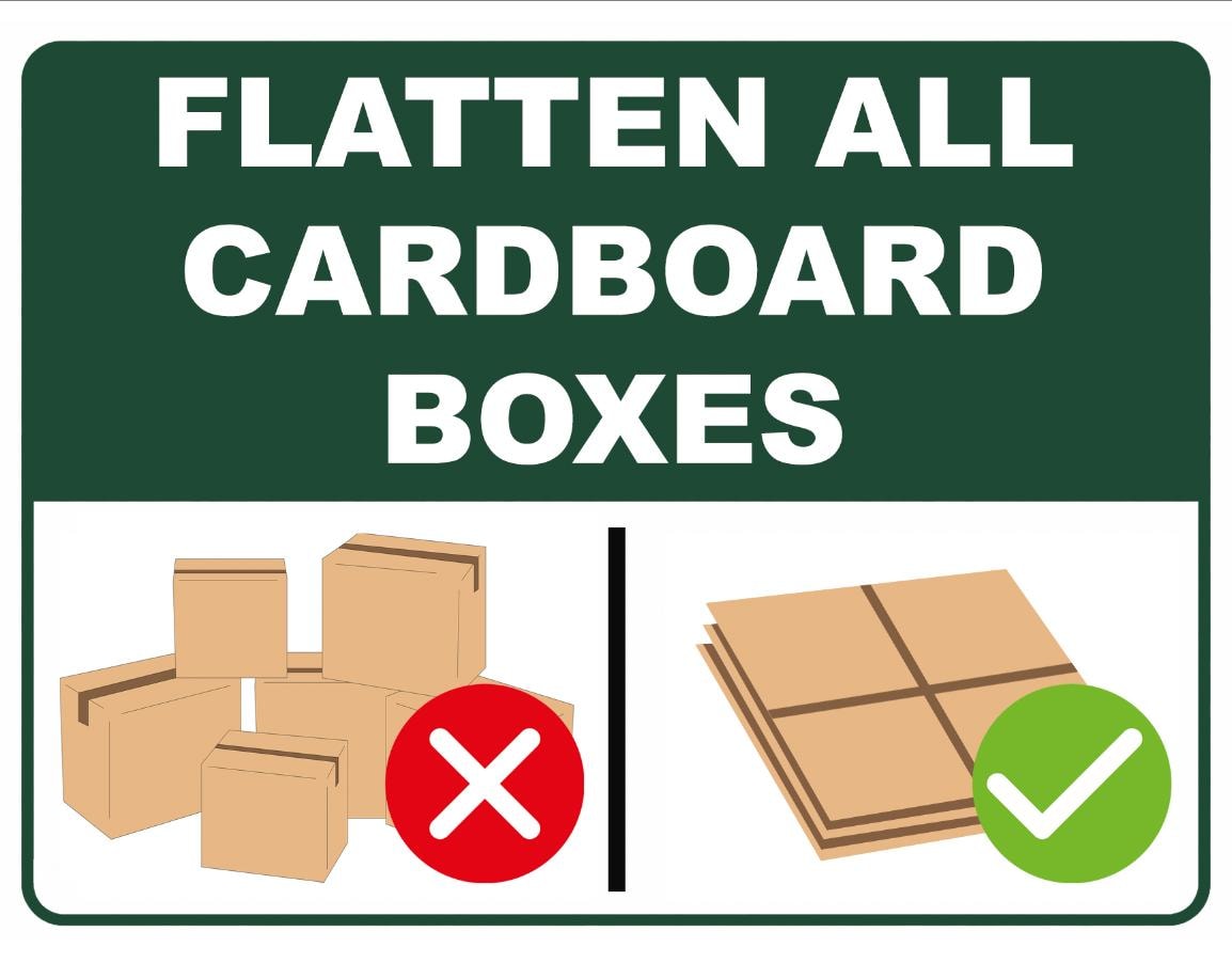 Flatten All Cardboard Boxes Business Office Warehouse Recycling Notice ...