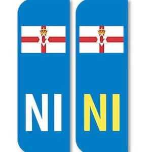 2 Road Legal EU European Blue Car NI Northern Ireland Flag External Grade Vinyl Stickers Sticker Decal Sign UK Number Registration Plate