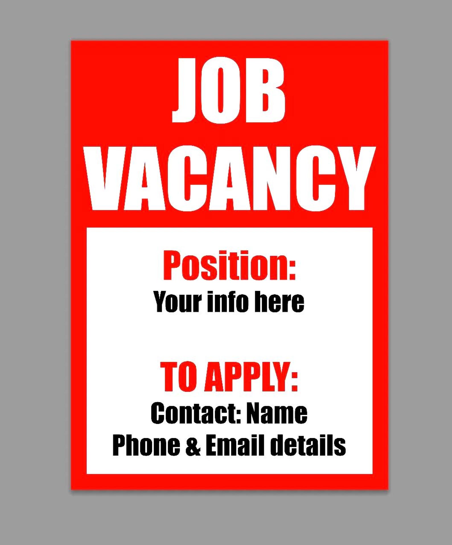 Vacancy Sticker Design We Are Hiring Staff Wanted Job Vacancy Advert Position Advertising ...