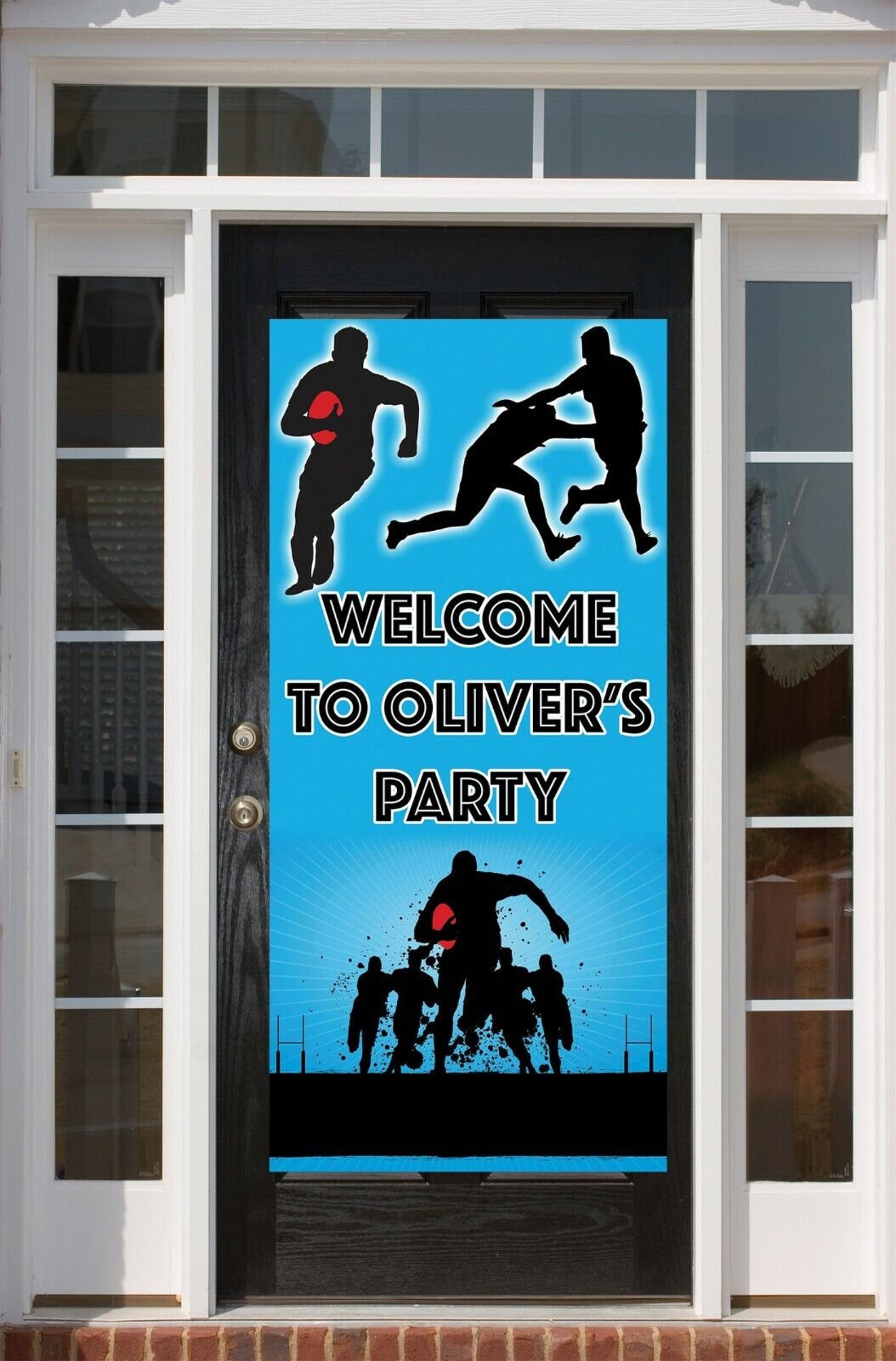 Rugby League Union Themed Any Text Name Personalised Door Sign Banner ...