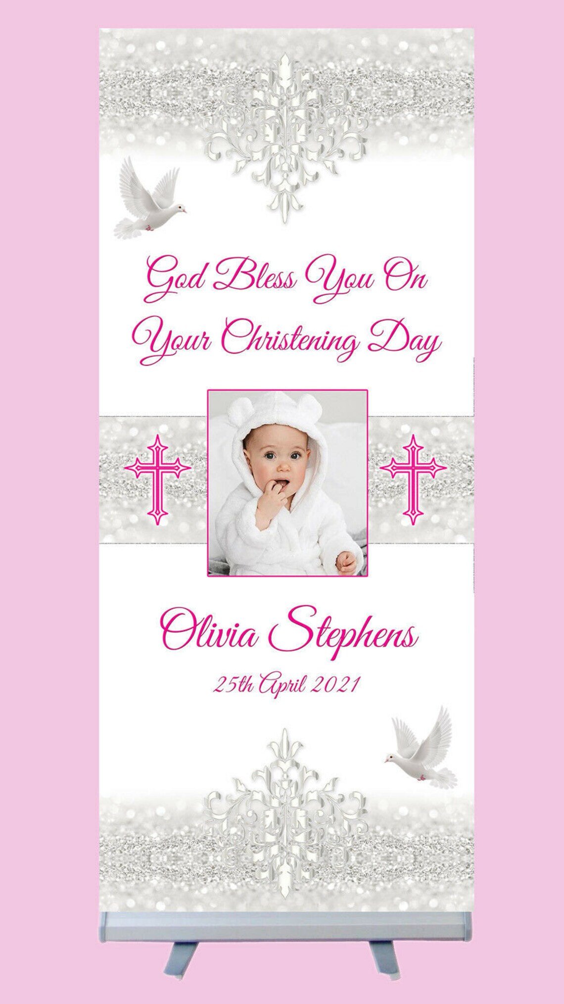 Pink Silver Holy Communion Baptism Christening Party Any Event ...