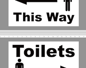 Male Toilets This Way Toilet Arrow Left Right Business Retail Shop Notice Sign Wall Self Adhesive Gloss Sticker Decal Sign 16x12.5cm or A5