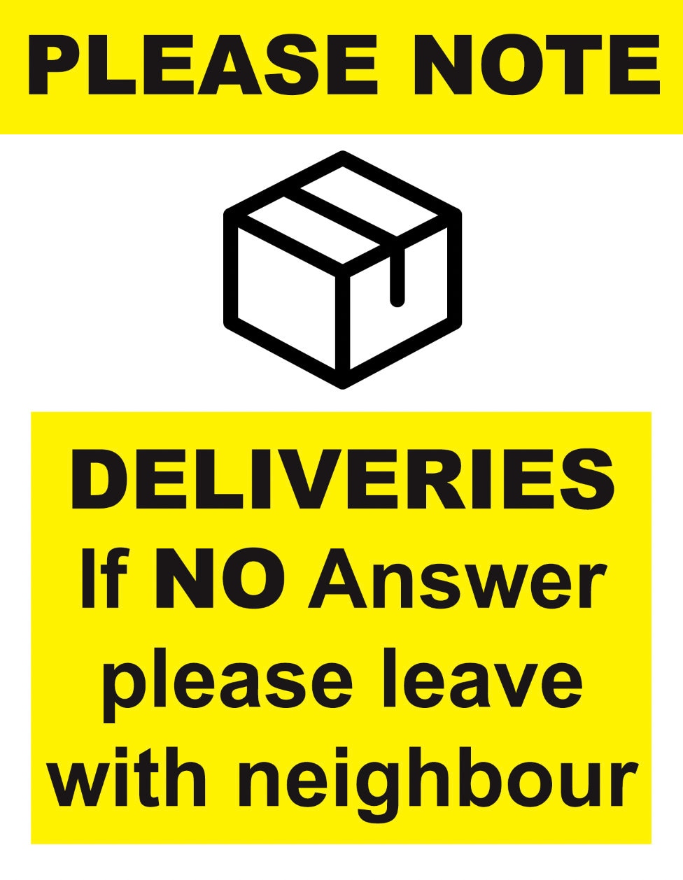 Couriers Delivery Courier Delivery Please Leave with Neighbour if No Answer Notice Sign Self Adhesive Gloss Sticker Decal Sign 160x125mm