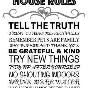 Personalised Text Bespoke Wording Family House Rules Home Rules Bespoke Poster Print Notice High Quality - Makes Great Keepsake Gift Present