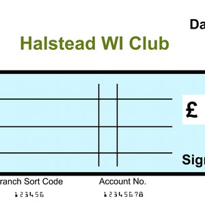 WI Womens Institute Various Sizes Inc Extra Large BLANK Cheque Personalised Bespoke Check Charity Presentation Fundraising Press Reuseable