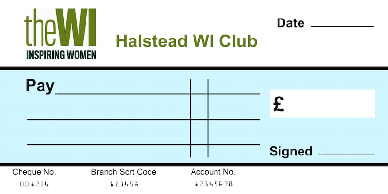 Wi Measure Check WI Womens Institute Various Sizes Inc Extra Large BLANK Cheque ...