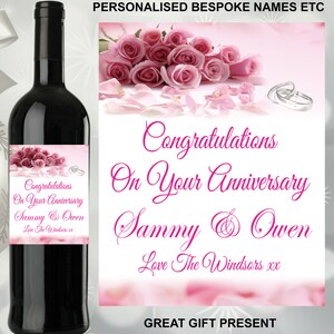Maßgeschneiderte Name Text Personalisierte individuelle Hochzeitstag Wein Flasche Alkohol Flasche Etikett Aufkleber für Geschenk