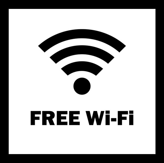 Free Wifi Wi Fi Sign Notice Shop Business Retail Restaurant Cafe Etc  Adhesive Gloss Sticker Decal 125mmx125mm 