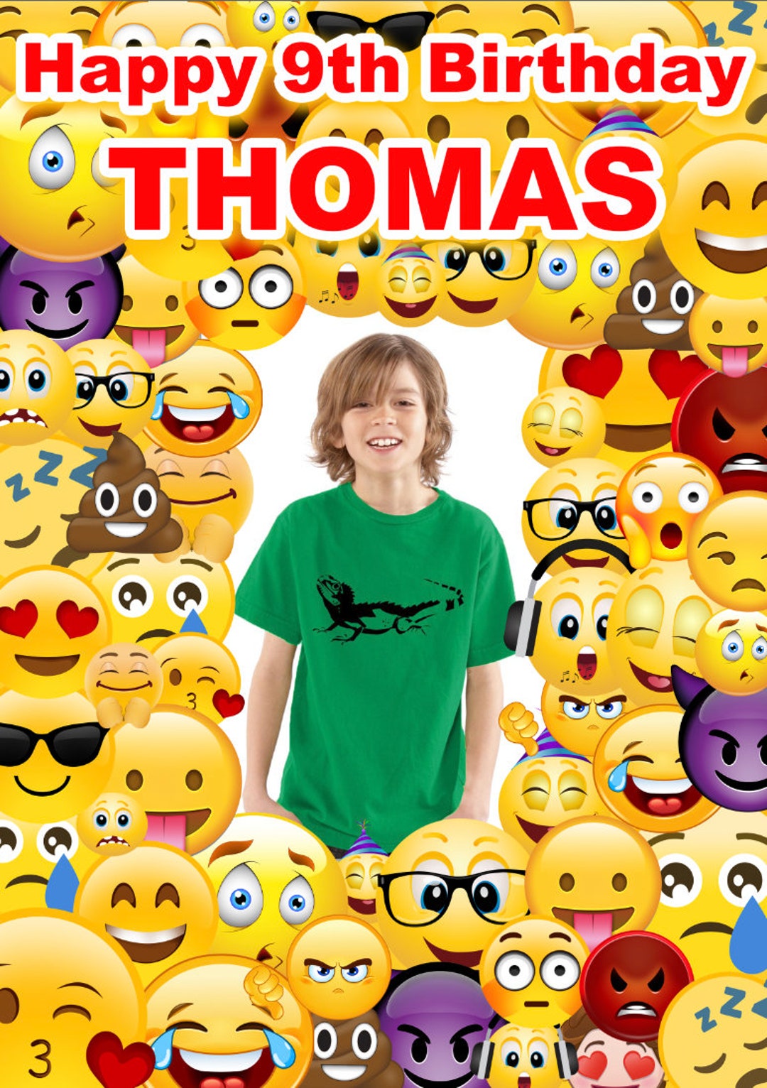 Emoji Emoti Themed Birthday Celebration Event Party Personalised Name ...