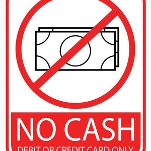 Betaling Alleen creditcard Geen contant geld Winkel Zakelijk Retail Informatiebord Zelfklevende glanzende sticker Stickerbord 160 mm x 125 mm