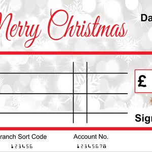 EXTRA Large Giant BLANK Cheque Happy Christmas Gift of Money Present Re Usable Can Add Anything you require with wipeable pen