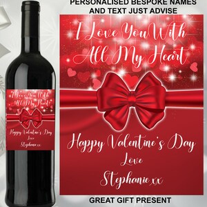 Digitaler Download Datei Maßgeschneiderter Name Text Personalisierte Valentinstag Liebe Hochzeitstag Weinflasche Alkohol Flasche Etikett für Geschenk vorhanden