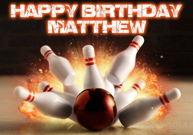 2 Sizes A0 & A1 Ten Pin Bowling Theme Personalised Name Poster Event Birthday Decor Decoration