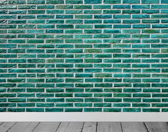 Green Brick Wall Effect Wallpaper Mural Wall Room Backdrop - Etsy