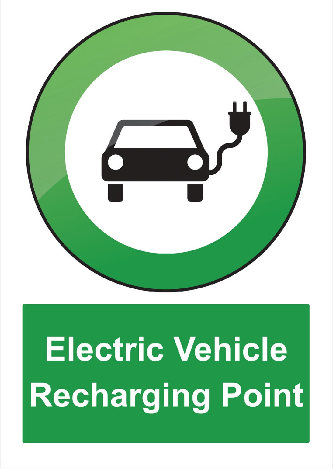 Electric Vehicle Car Recharging Point Sign Notice Office Business ...