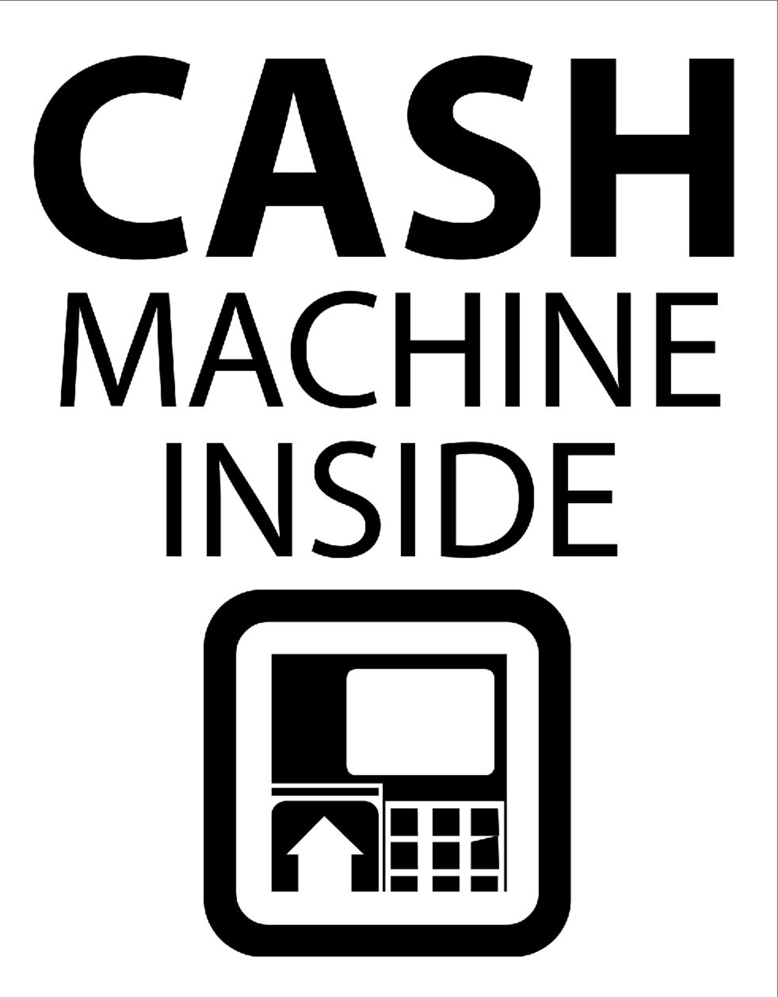 ATM Cash Machine Inside Notice Sign Signage Advert Business Shop Retail ...