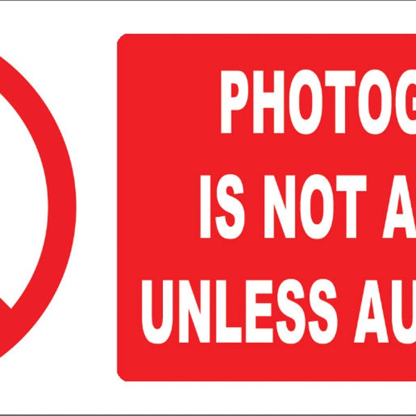 No Photography Photographs Not Permitted Prohibited Business Notice Sign Door Window Self Adhesive Gloss Sticker Decal 165mm x 65mm