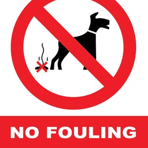 Warning Notice Sign Self Adhesive Gloss Sticker No Dog Fouling Mess Poo Clean It Up Bin It Decal Sign 160mm x 125mm