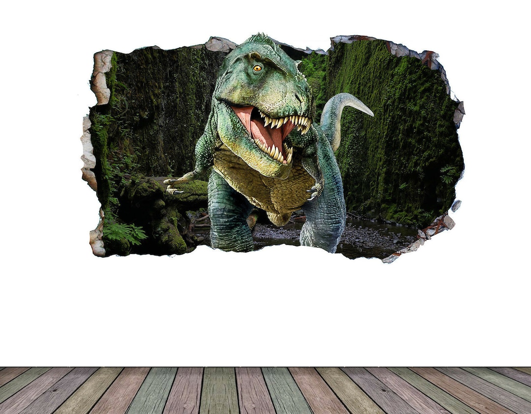 Dinosaur T Rex T-rex Dinosaurs Wall Smash Crack Art Adhesive Sticker ...