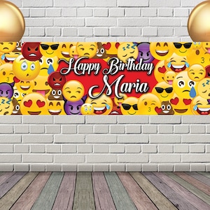 Personalised Bespoke Emoti Emoji Theme Birthday Party Event Poster Banner Print Large High Quality Graphic Cake Table Decor Decoration