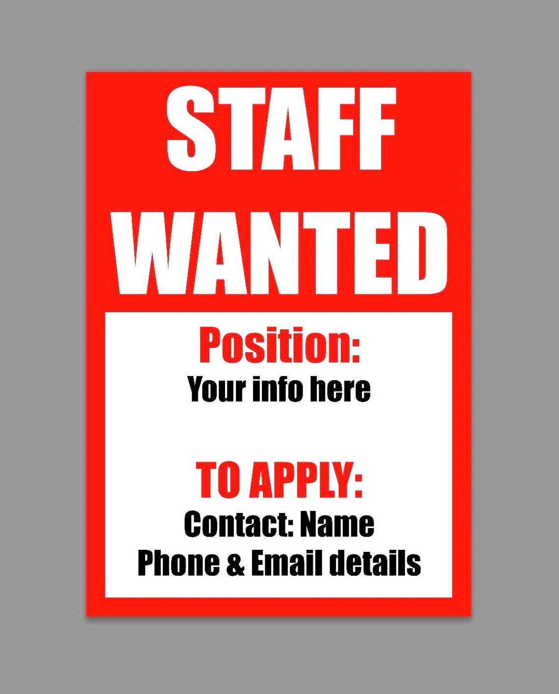 Staff Wanted Job Vacancy for Hire Advert Position Advertising Job ...