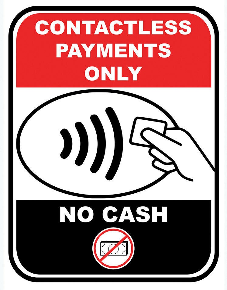 Contactless Payment Payments Only No Cash Shop Business Notice Sign ...