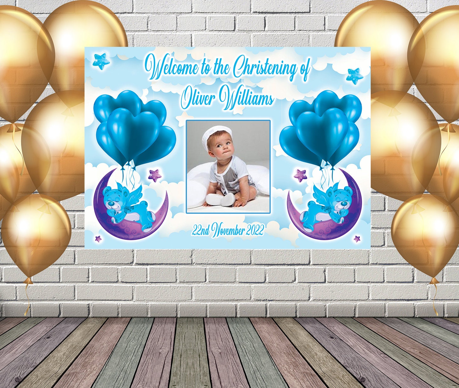 Custom Baptism Decoration Personalized Baptism Photo Banner - Custom  Christening Party Decor With Name \u0026 Picture 8ft Vinyl Vinyl Baptism  Celebration Banner, image size:1461x1234