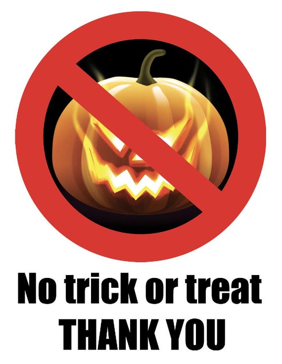 Aufkleber 'No Trick Or Treats Thank You' – 150 X 75 Mm, Wetterfest, Für Tür Oder Fenster