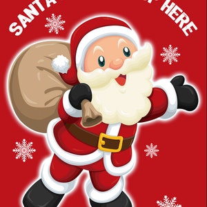 Sticker for Window Door etc Santa Stop Here Father Christmas Stop Sign Signage Sign Self Adhesive Sticker Decal