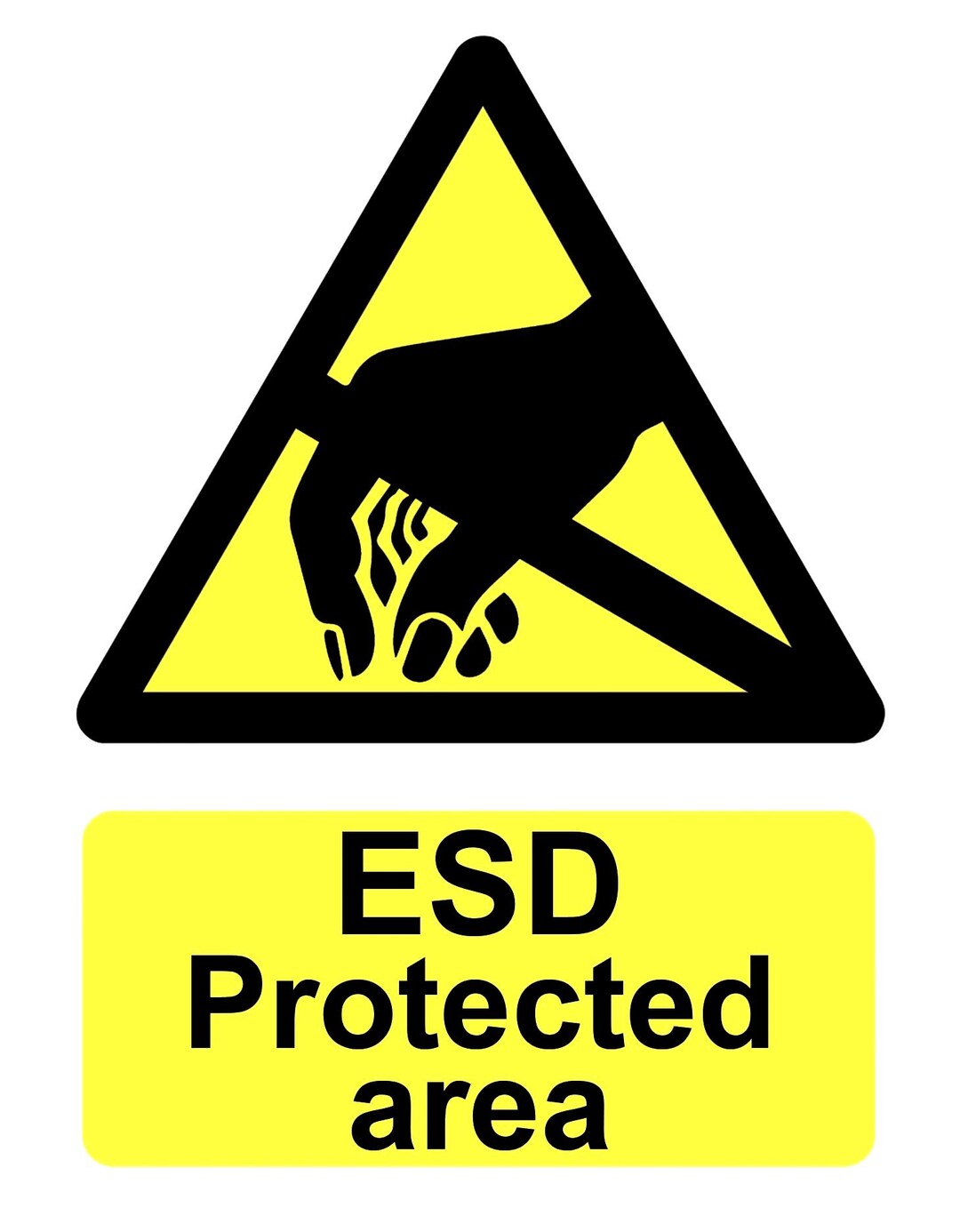 Warning ESD Protected Area Electric Static Device Yellow Business ...