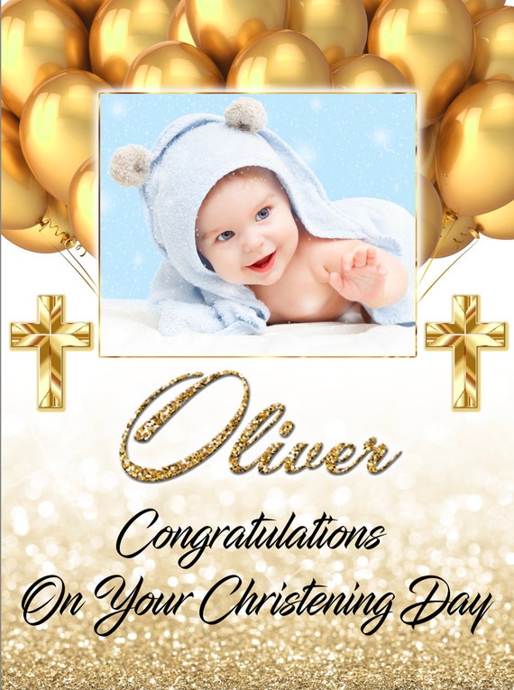 Gold Christening Banner