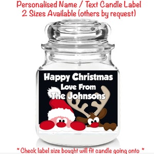 Nom personnalisé sur mesure, texte, cadeau de Noël personnalisé, cadeau de bougie, étiquette brillante adhésive, autocollant, cadeau n'importe quelle formulation sur mesure