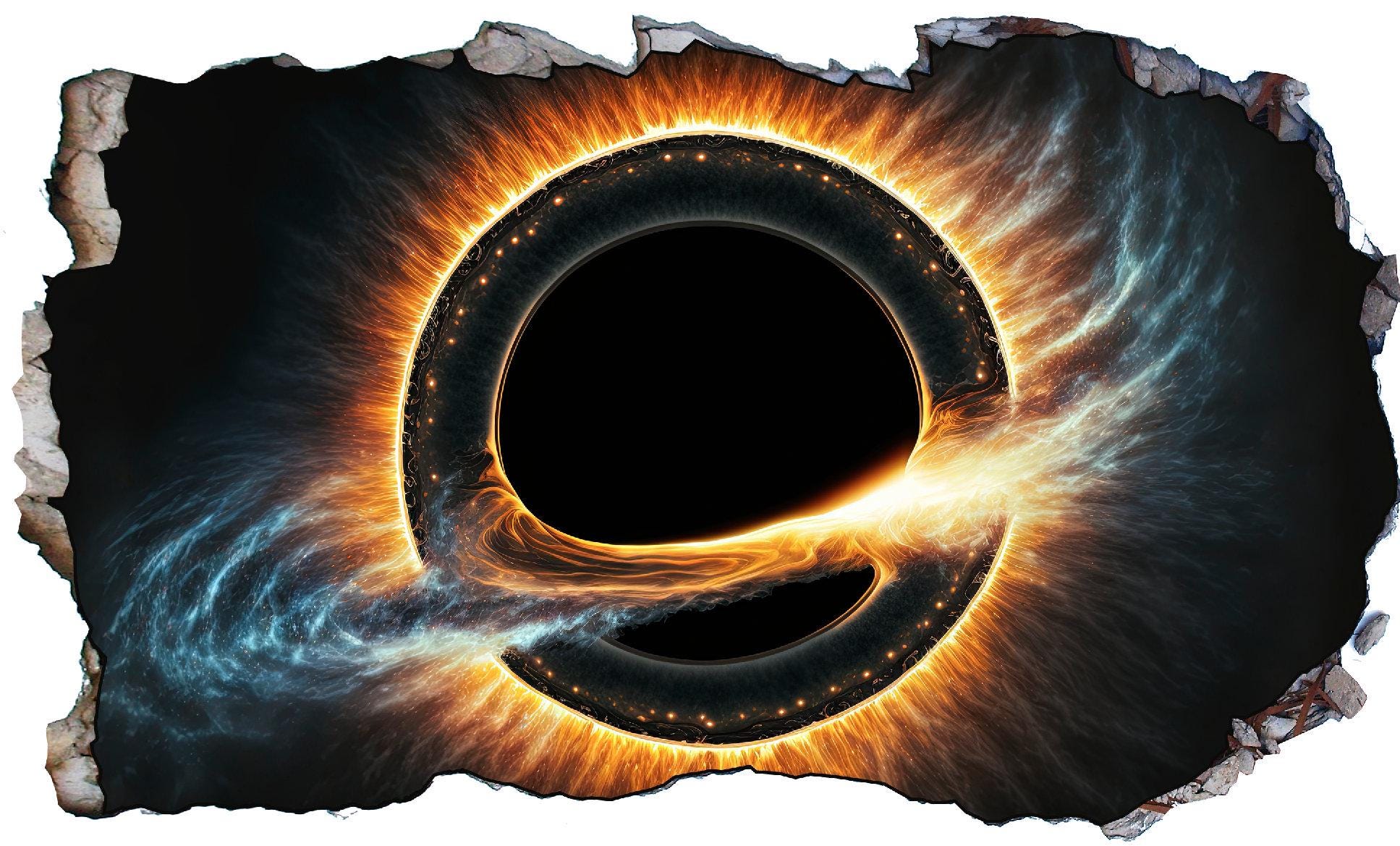 Black Hole Outer Space Plasma Glow Glowing Wall Smash Crack Adhesive ...
