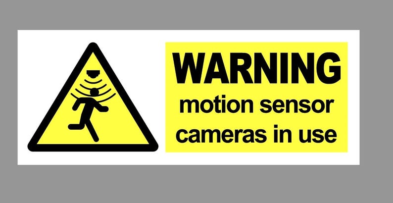 Motion Sensor Cameras in Use Operation CCTV Warning Notice Sign Sticker ...