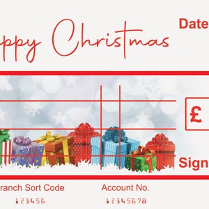 EXTRA Large Giant BLANK Cheque Happy Christmas Gift of Money Present Re Usable Can Add Anything you require with wipeable pen