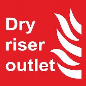 Fire Equipment Dry Riser Outlet Sign Adhesive External Grade Gloss Sticker Safety SQUARE Adhesive Gloss Sticker Decal 125x125mm Notice Sign
