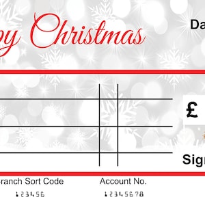EXTRA Large Giant BLANK Cheque Happy Christmas Gift of Money Present Re Usable Can Add Anything you require with wipeable pen
