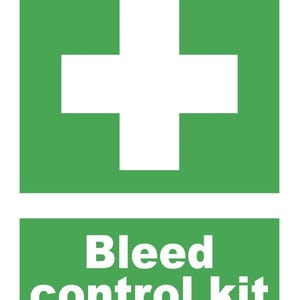Stop the Bleed Control Kit Call 999 Emergency Accident  Stabbing Stab Victim Notice Sign Self Adhesive Gloss Sticker Decal Sign 160mmx125mm
