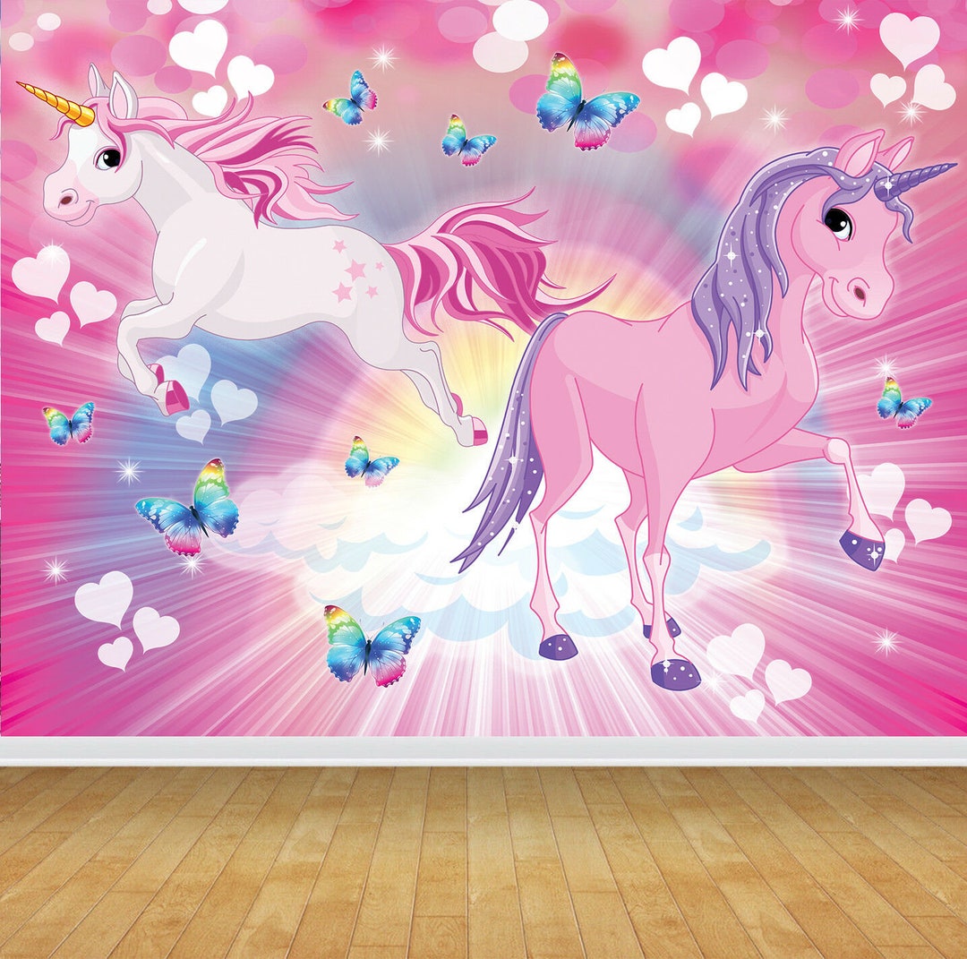 Pink Unicorn Magical Wallpaper Mural for Bedroom Playroom Games Room ...