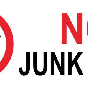 Warning Notice Sign No Junk Mail Flyers Leaflets Door Letterbox Window Self Adhesive Gloss Sticker Decal Sign 165mm x 65mm (16.5cm x 6.5cm)