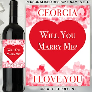 Digital Download File Bespoke Name Text Personalised Customised Valentines Love Wine Champagne Bottle Label Wedding Proposal Marry Me