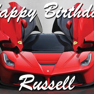 2 Sizes A0 & A1 Sports Car Ferrari Enzo Personalised Name Poster Event Birthday Decor Decoration Backdrop Scene Setter