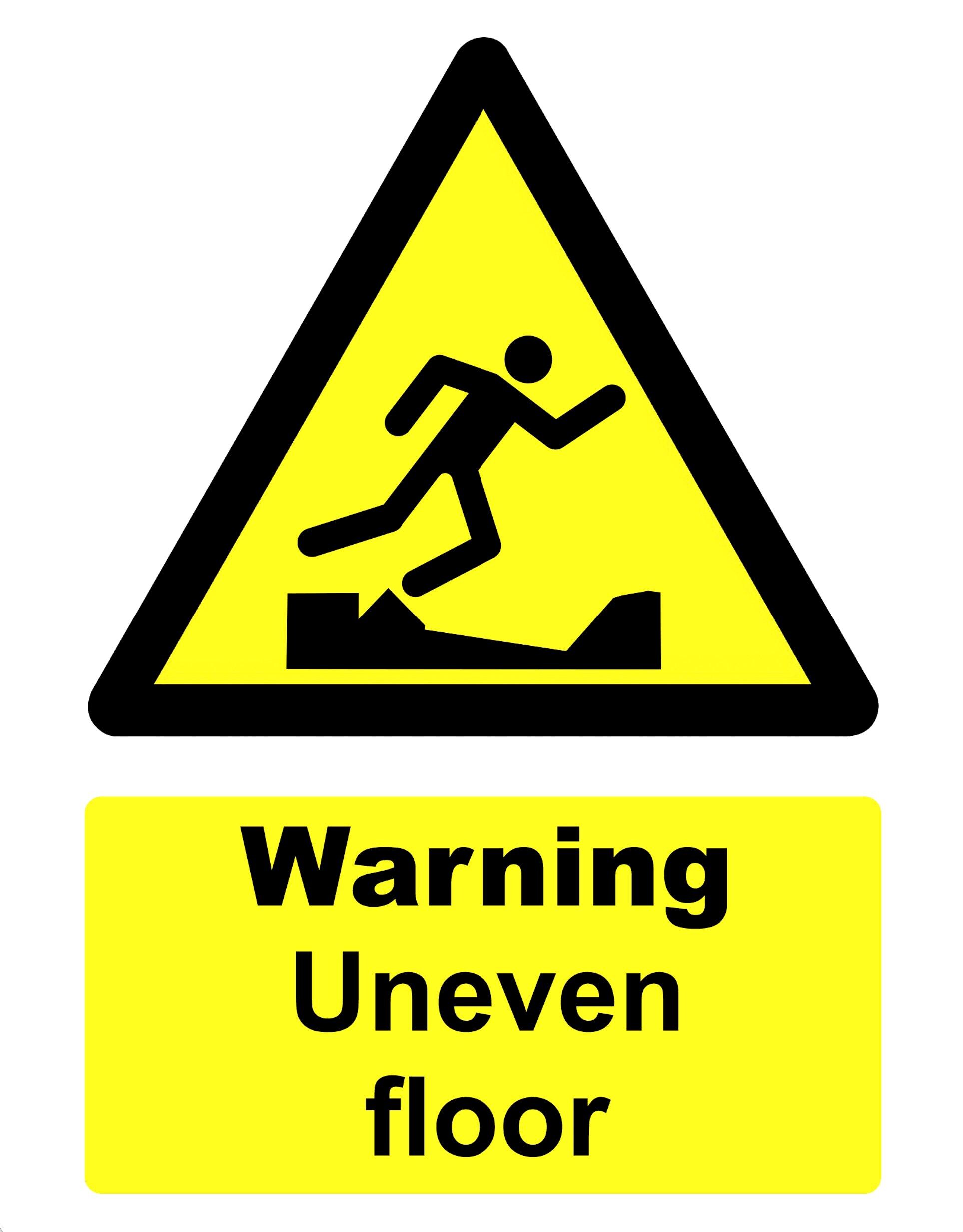 Warning Uneven Surface Health and Safety Notice Yellow Advisory Sign  Adhesive Sticker Decal Business School Office Hotel Shop, image size:1928x2466