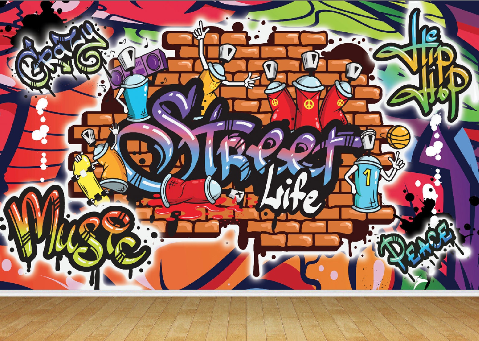 Graffiti Effect Modern Urban Youth Art Spray Paint Design