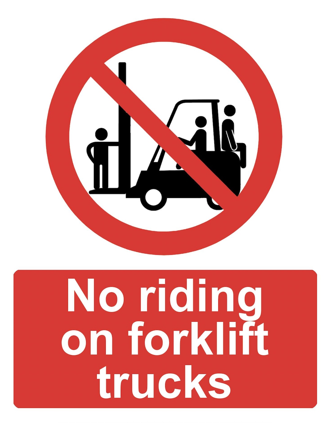 Warning No Riding on Forklift Trucks Health & Safety Red Notice Sign ...