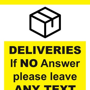 Maßgeschneiderte Text Formulierung für Kuriere und Liefer Lieferungen Paket Hinweis Schild Selbstklebender Glanz Aufkleber Abziehbild Schild 160 x 125 mm