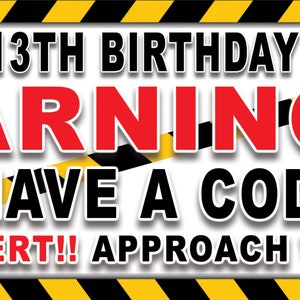 Personalised Bespoke Teenager Themed Warning Party Event Poster Graphic Banner Print Large High Quality ANY Name Text 13 14 15 16 17 18