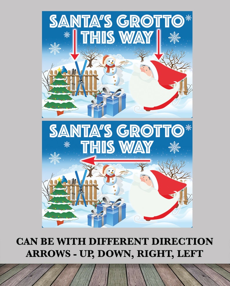 LARGE & SMALL Santas Santa Father Christmas Grotto Sign Directional ...