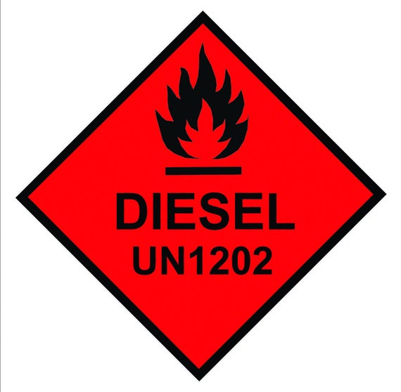 Danger Leichtentzündliche Diesel UN1202 Warnung Selbstklebende Gloss Aufkleber  Aufkleber 125mmx125mm Hinweis Zeichen - .de